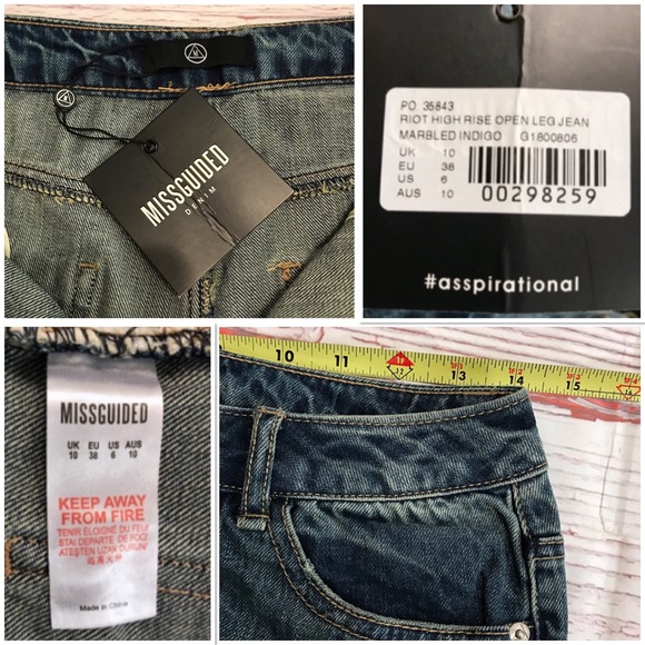 Missguided Denim Riot High Rise Crop Jeans Ripped - Picture 8 of 8